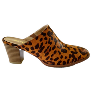 Leopard Heeled Mules Clogs Maypie Size 10 Western Style EUC Slip Ons